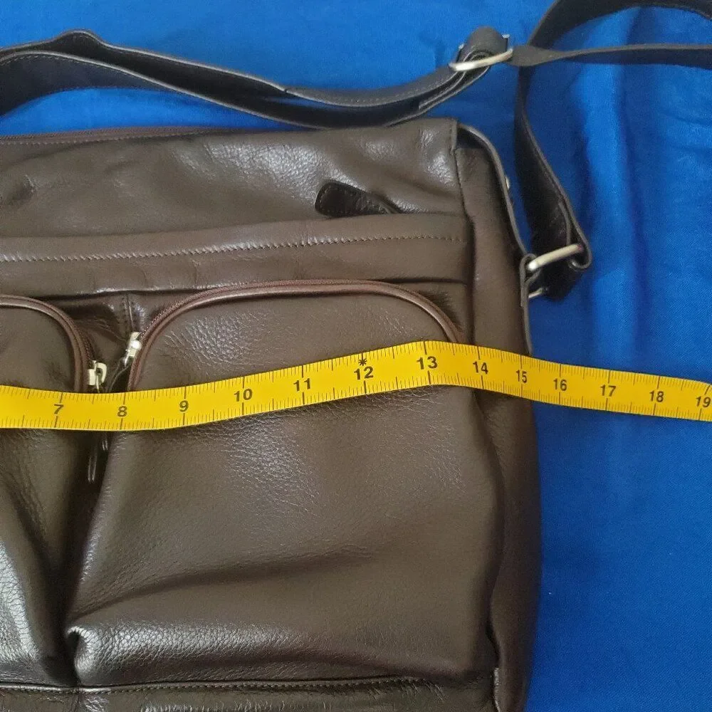 Levenger Brown Pebbled Leather Laptop Messenger Bag Crossbody Briefcase Shoulder